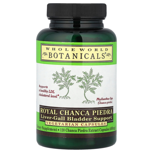 Whole World Botanicals Royal Chanca Piedra 400 mg 120 vegetarian capsules bottle, front of pack