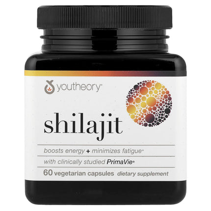 Youtheory Shilajit 60 Vegetarian Capsules 250 mg - front of bottle