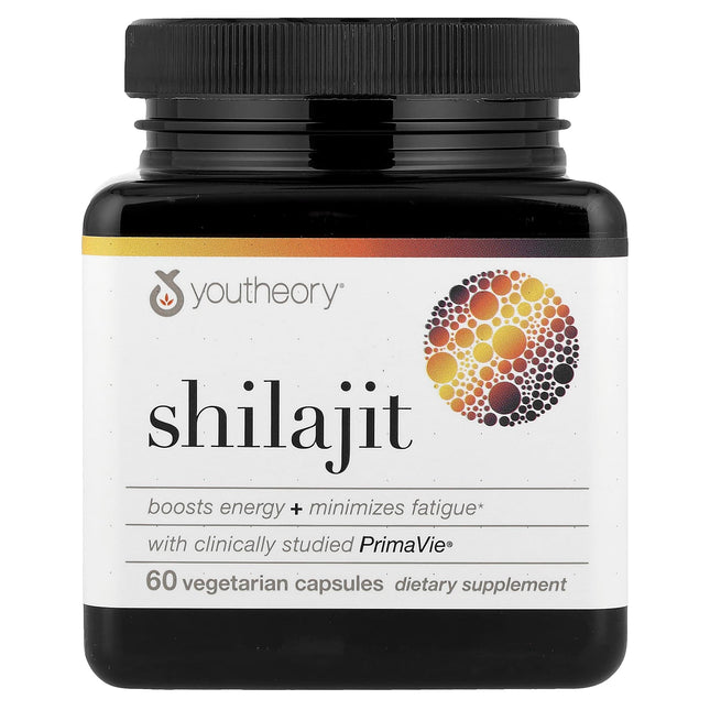 Youtheory Shilajit 60 Vegetarian Capsules 250 mg - front of bottle
