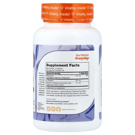Zahler MasterPeace With L-Theanine & Zembrin, 60 Capsules - supplement facts and ingredients label