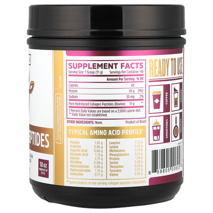 Zhou Nutrition Collagen Peptides - Back label with supplement facts and ingredients