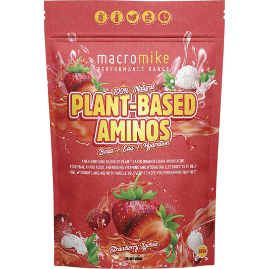 Macro Mike Plant-Based Hydration Aminos Strawberry Lychee 300g