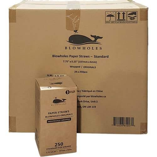 Blowholes Bulk Standard Size Eco-Friendly, 100% Biodegradable,s (Individually Wrapped), Blowholes Original, 6000 Straws - wallaby wellness