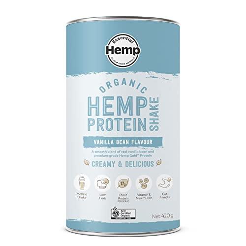 Essential Hemp Organic Protein Vanilla Flavour, White, 420 g - wallaby wellness