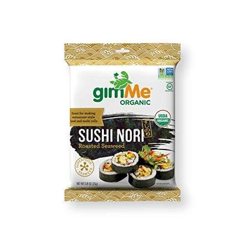 gimMe Organic Roasted Seaweed - Restaurant-style Sushi Nori Sheets - 0.81 Ounce - wallaby wellness