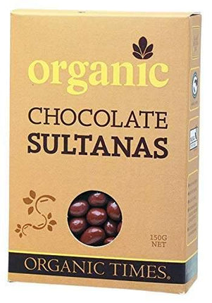 Organic Times Organic Milk Chocolate Coated Sultanas, 150 g - wallaby wellness