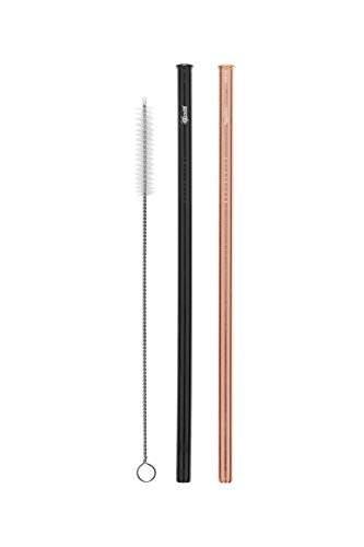 Reusable Straws Stainless Steel x  with Cleaning Brush, Scratch & Rust Proof, - wallaby wellness